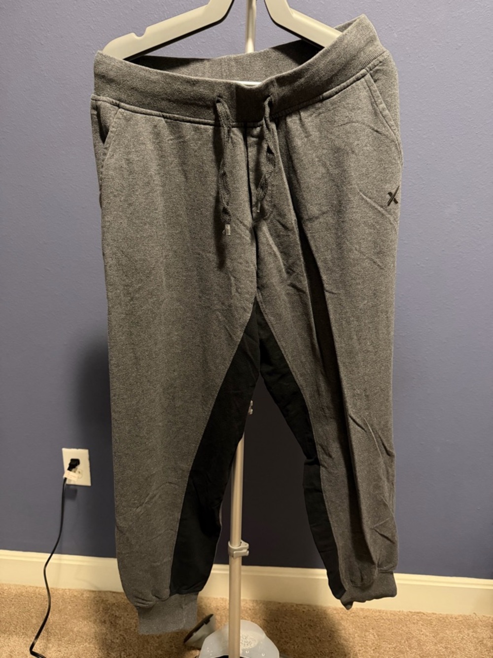 HRX Gray Jogger Pants with Black Contrast Panels